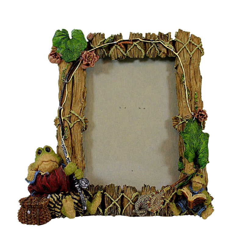 Boyds Bears Resin Frogmorton And Tad Fly Fishing - 1 Frame 6.5 Inch, Resin - Photo Frame 27402 (29166)