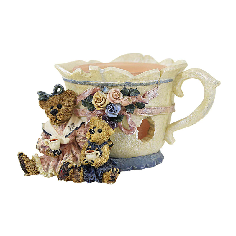 Boyds Bears Resin Ms Bruin & Bailey Tea Time - One Candle Holder 3 Inch, Resin - Cup Bearstone 27751 (2926)