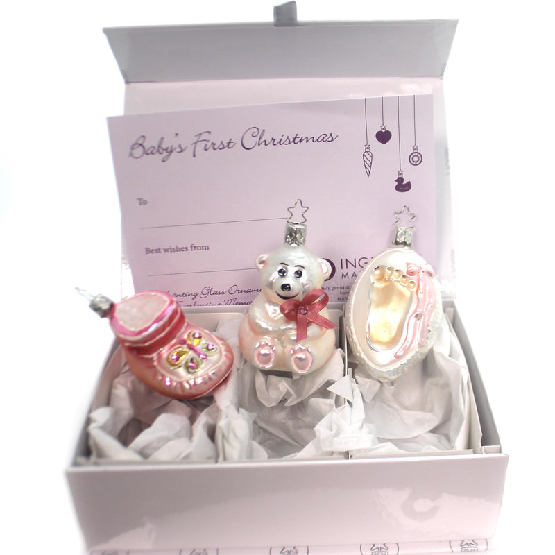Inge Glas Welcome Baby Girl Gift Box Set Of 3 - - SBKGifts.com