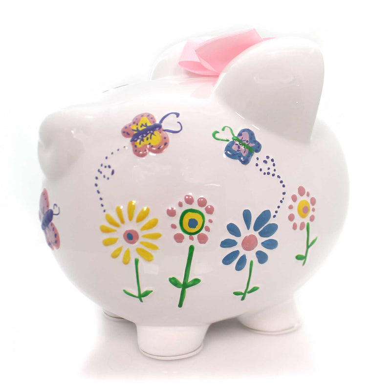 Child To Cherish Flutterflies Bank - 1 Bank 7.75 Inch, Ceramic - Save Money Gift 36818 (30144)