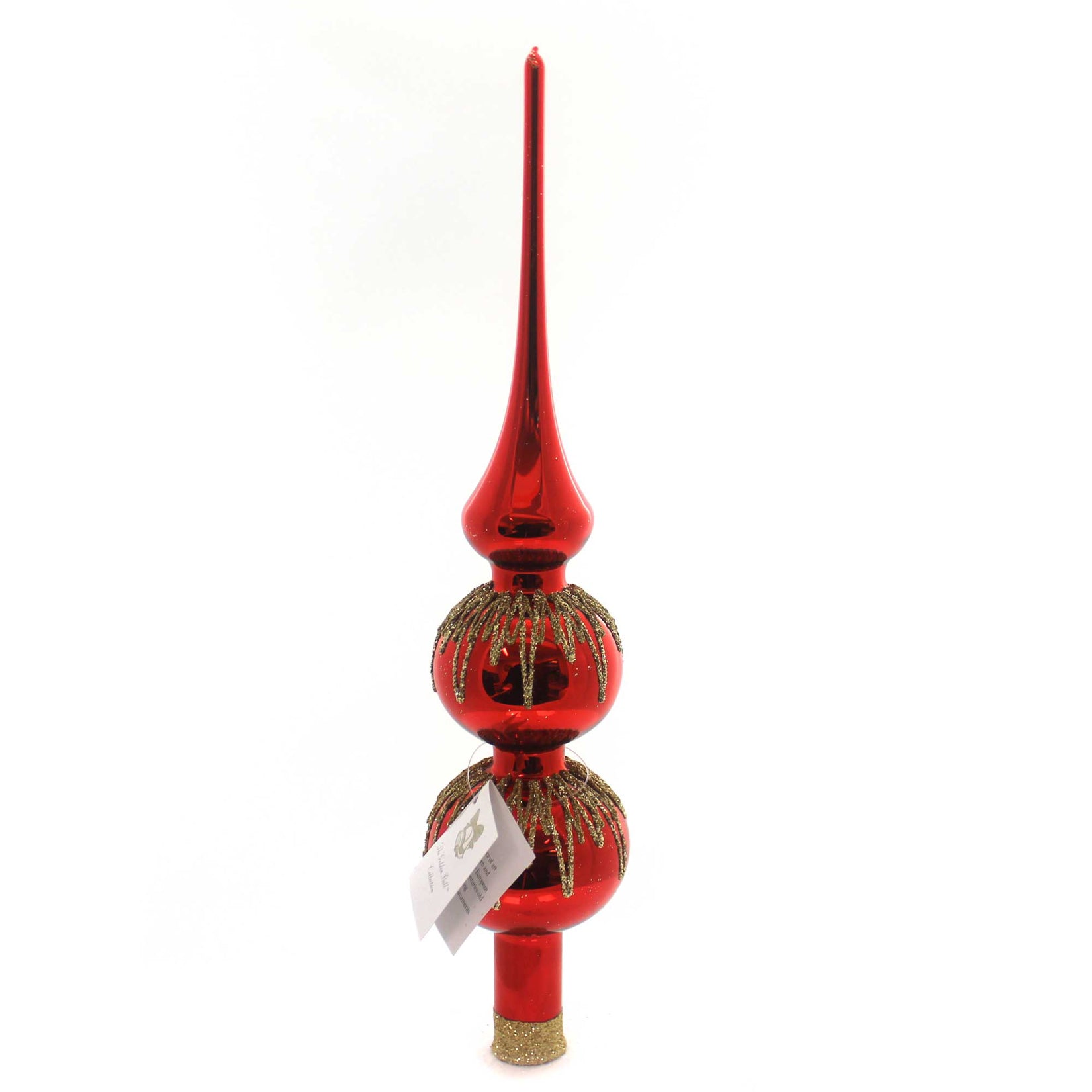 Golden Bell Collection Red Finial W/ Gold Icicles Glass Tree Topper ...
