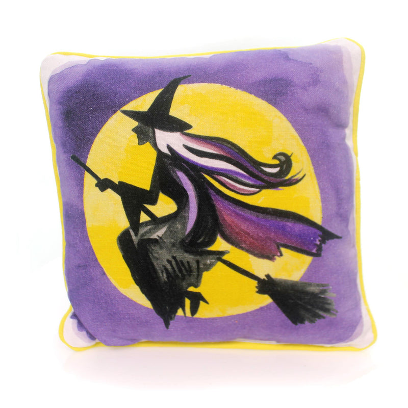 Primitives By Kathy Flying Witch & Full Moon Pillow - 1 Pillow 12 Inch, Cotton - Home Decor 33233 (31263)