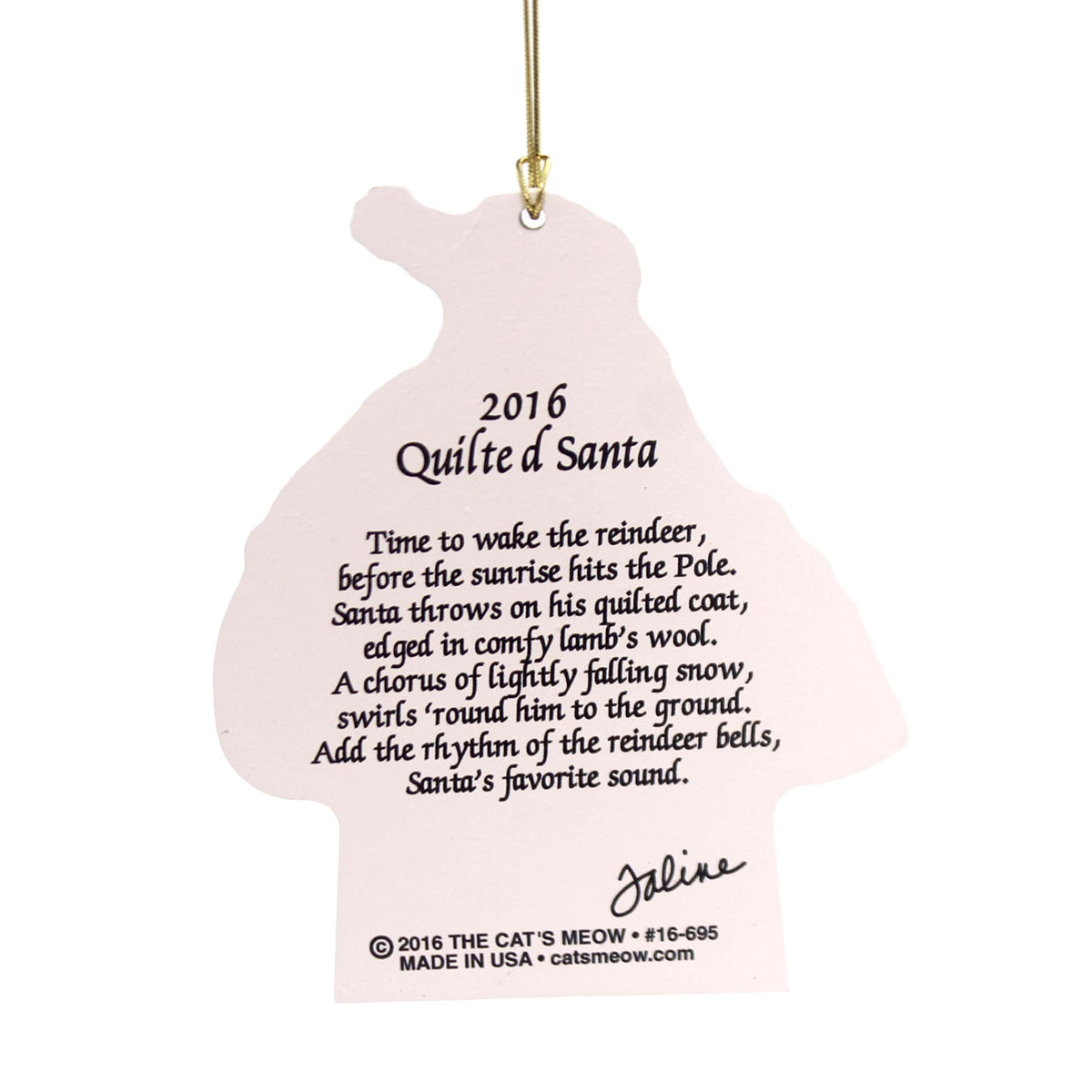 Cat's Meow Village 2016 Quilted Santa Ornament - - SBKGifts.com