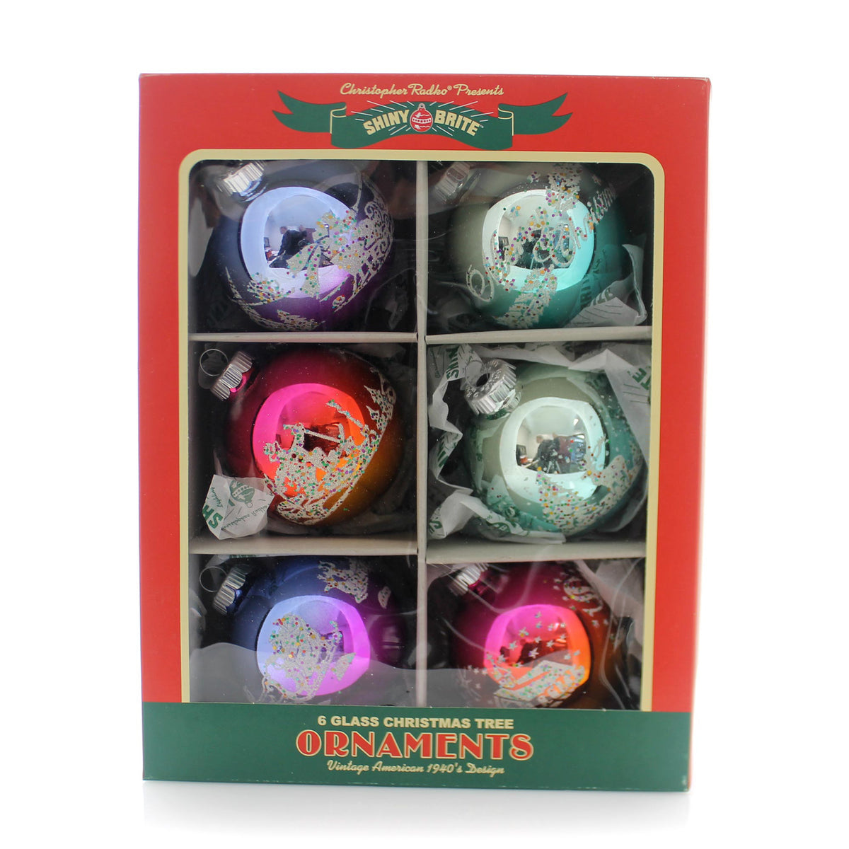 Christopher Radko Vintage Celebration Ombre Flocked Rounds - - SBKGifts.com