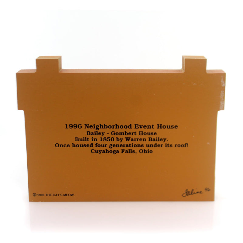 Cat's Meow Village Bailey Gombert House 1996 - - SBKGifts.com