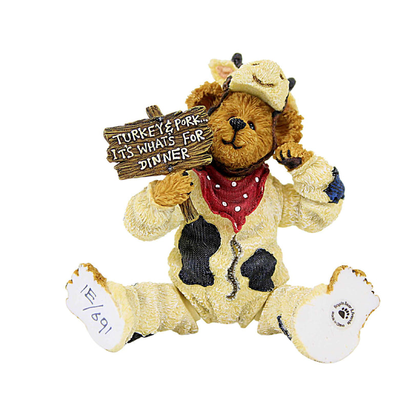 Boyds Bears Resin Angus Bearger...Quit Yer Beefin - 1 Figurine 3.25 Inch, Resin - Shoe Box Bear Cow 3230 (3193)