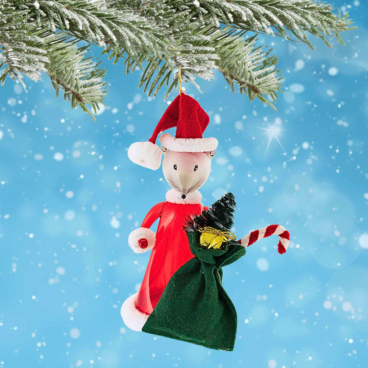 De Carlini Italian Ornaments Santa Mouse - - SBKGifts.com