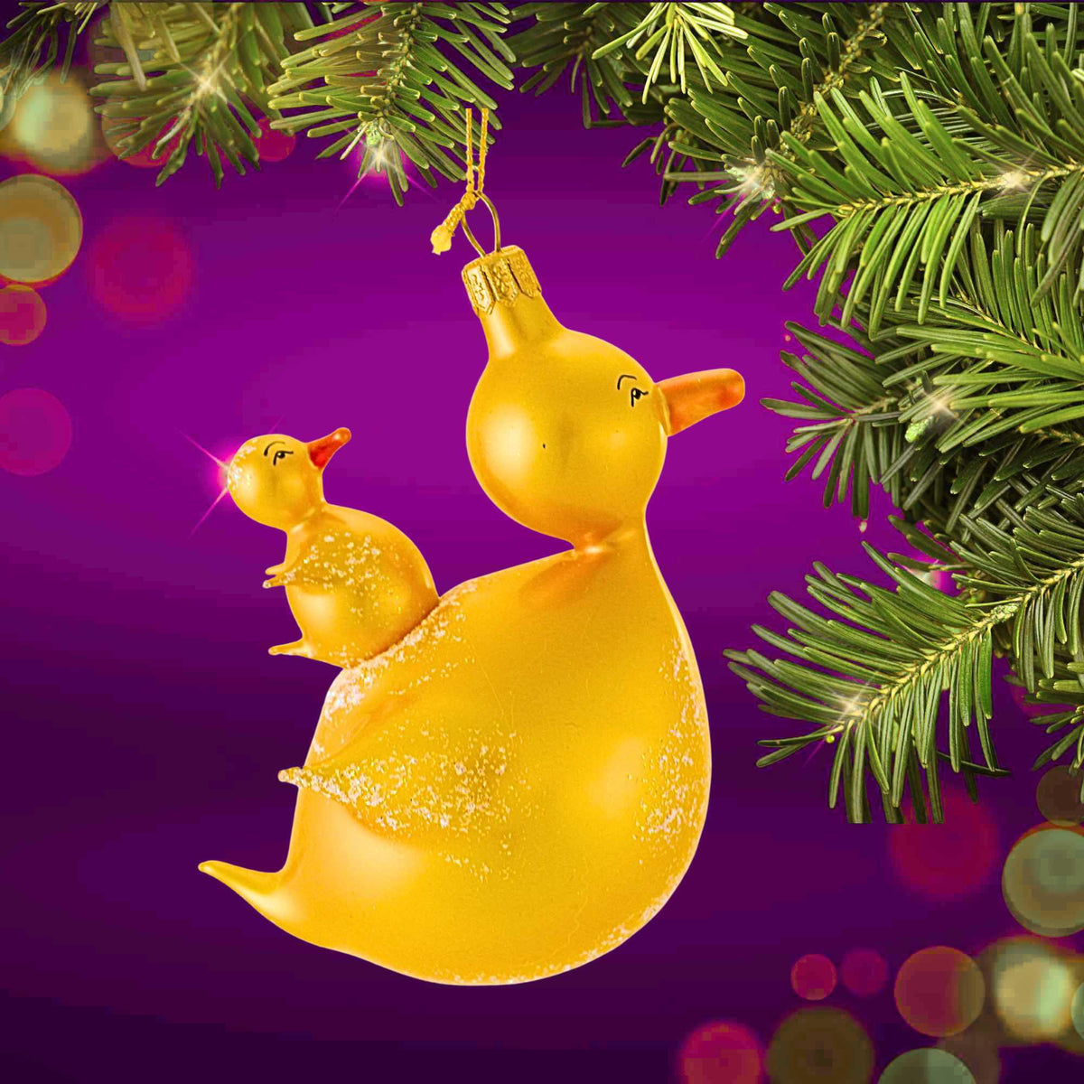 De Carlini Italian Ornaments Duck Boat Duck & Baby Duck - - SBKGifts.com