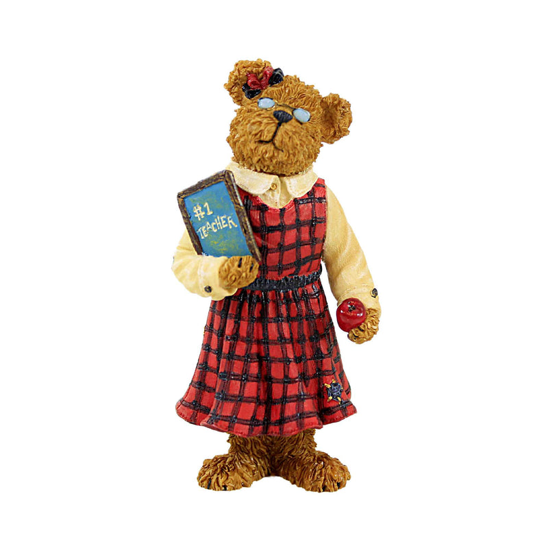 Boyds Bears Resin Miss Tuttle Shoe Box Bear - 1 Figurine 4.25 Inch, Resin - School Teacher Apple 3264 (3217)