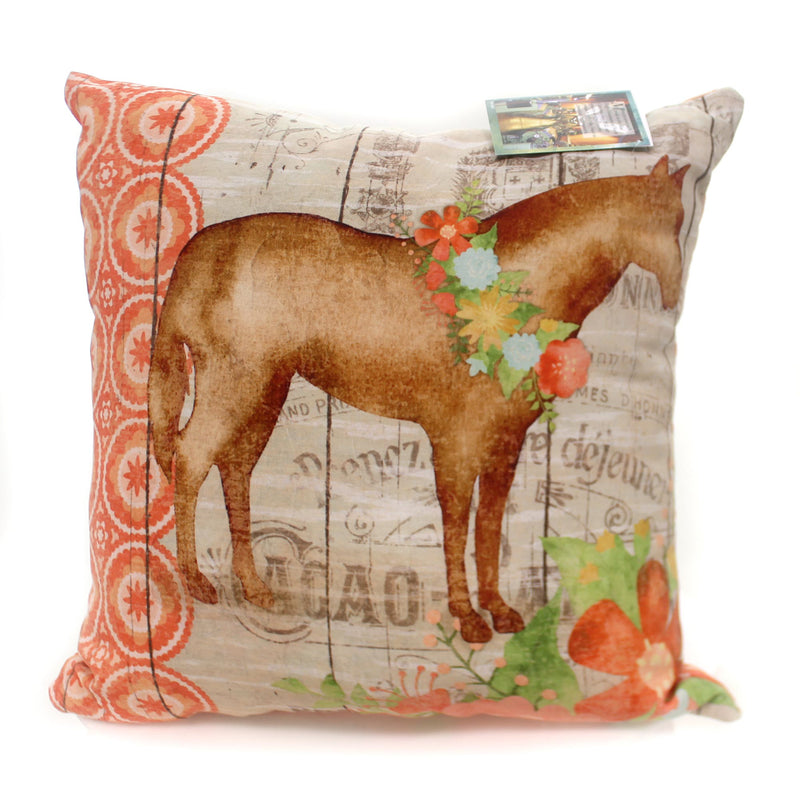 Home & Garden FARM FLORAL HORSE PILLOW Fabric Indoor Outdoor Pony Slffhr