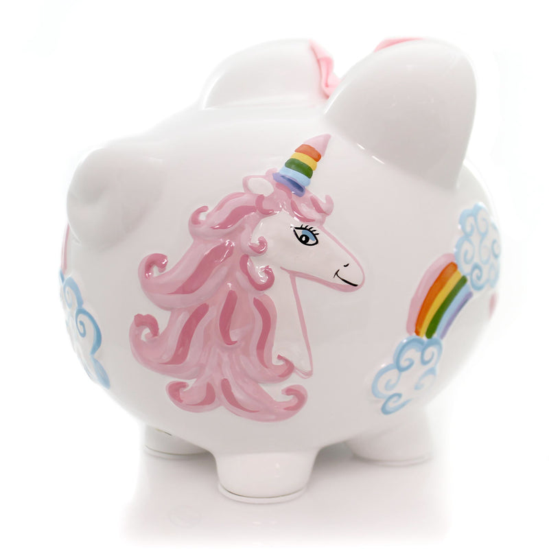 Child To Cherish Unicorns & Rainbows Pig - 1 Bank 7.75 Inch, Ceramic - Hearts Clouds Save Money 36834 (32464)