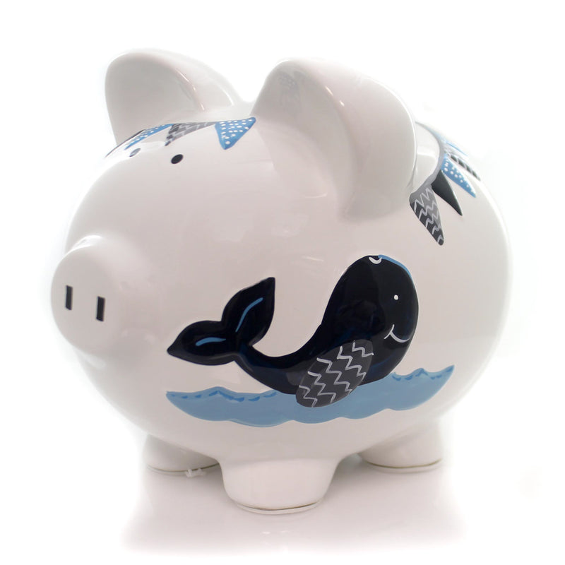Child To Cherish Blue Double Whale Pig Bank - - SBKGifts.com