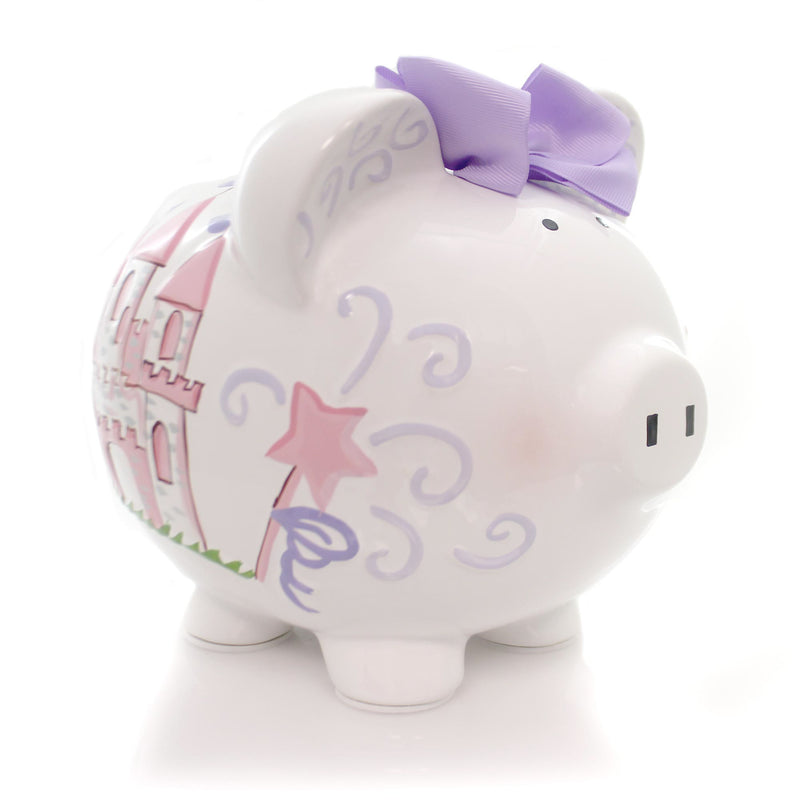 Child To Cherish Fancy Fairy Castle Piggy Bank - One Bank 7.75 Inch, Ceramic - Crown Money Saver 36847 (32468)