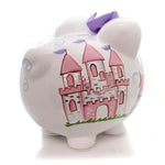 Child To Cherish Fancy Fairy Castle Piggy Bank - One Bank 7.75 Inch, Ceramic - Crown Money Saver 36847 (32468)