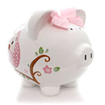 Child To Cherish Pink Dotted Owl Piggy Bank - 1 Bank 7.75 Inch, Ceramic - Money Saver Butterfly 36837 (32470)