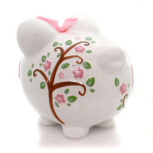 Child To Cherish Pink Dotted Owl Piggy Bank - - SBKGifts.com