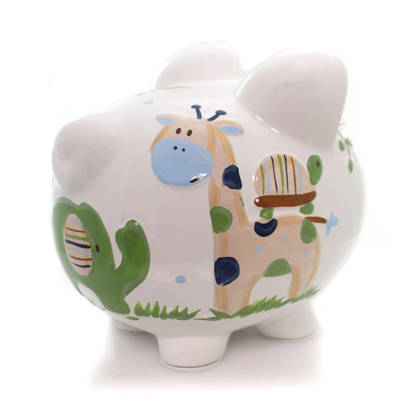 Child To Cherish Blue Tropical Punch Piggy - One Piggy Bank 7.75 Inch, Ceramic - Giraffe Turtle Monkey 36875 (32473)