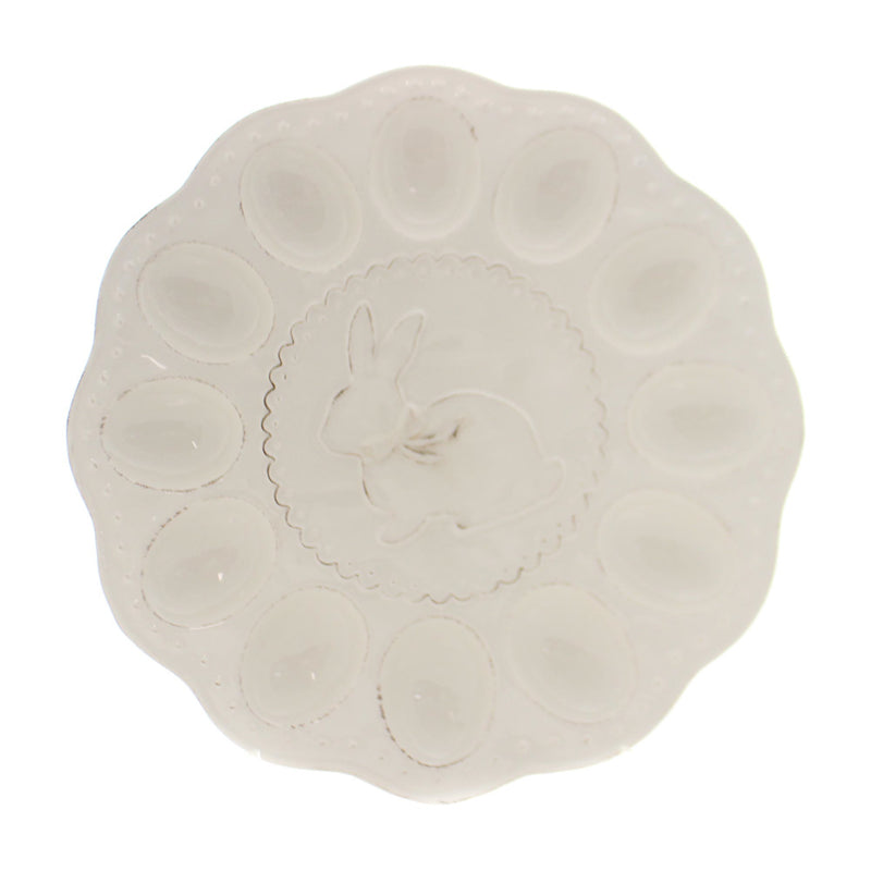 (32564) Cream Bunny Egg Plate
