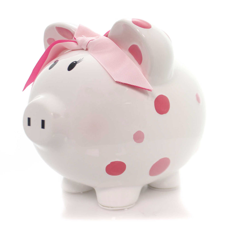 Child To Cherish Pink Multi Dot Bank - - SBKGifts.com