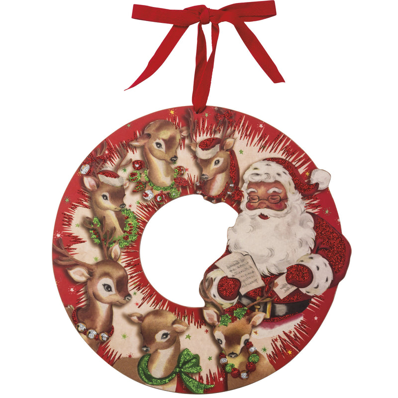 Christmas Vintage Red Santa Wreath - - SBKGifts.com