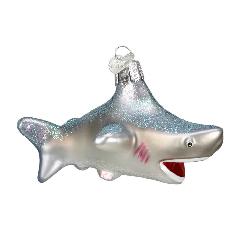 Old World Christmas 2.25 Inches Tall Shark Glass Ornament Attack Teeth Ocean 12175 (33118)