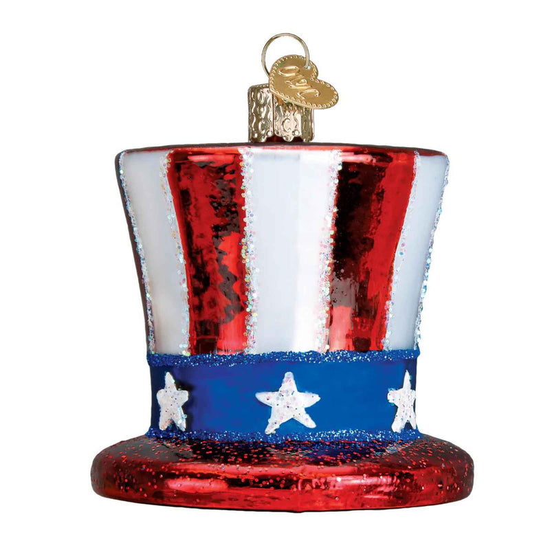 Old World Christmas 2.75 Inches Tall Uncle Sams Hat Glass Ornament Patriotic Usa July 4Th 36206 (33119)