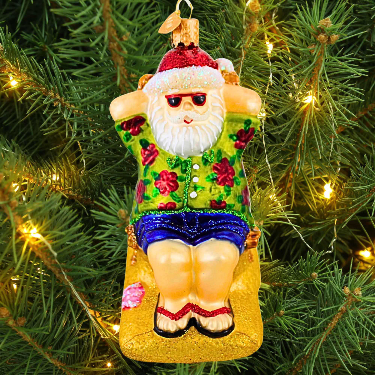 Old World Christmas Sunning Santa - - SBKGifts.com