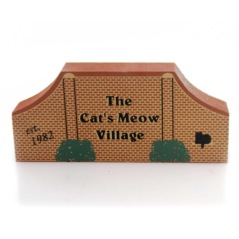Cats Meow Village Village Entrance Sign Wood Accessory Retired 1991 186 (33356)