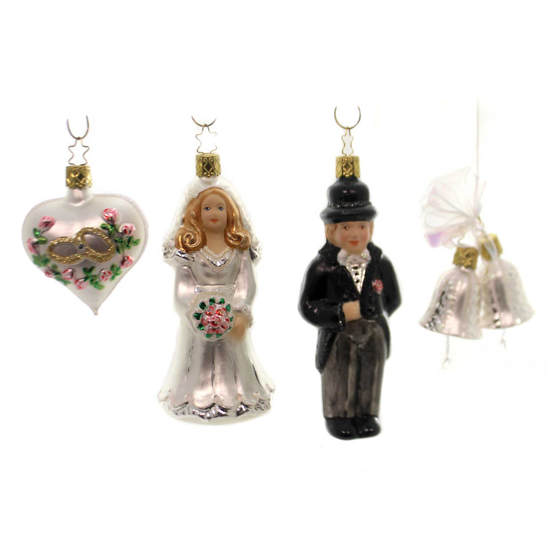 Wedding Day - 5.5 Inch, Glass - Bride Groom Heart Bells 110815 (33384)