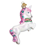 Old World Christmas 4.25 Inches Tall Prancing Unicorn Glass Mythical Similar Horse 12472 (33473)
