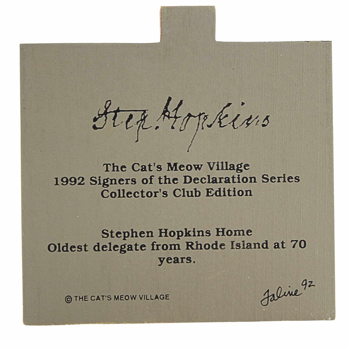 Cat's Meow Village Stephen Hopkins Home - - SBKGifts.com