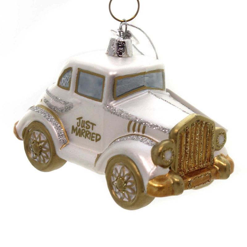 Noble Gems Wedding Car - One Ornament 2.75 Inch, Glass - Ornament Just Married Love Nb0831 (33631)