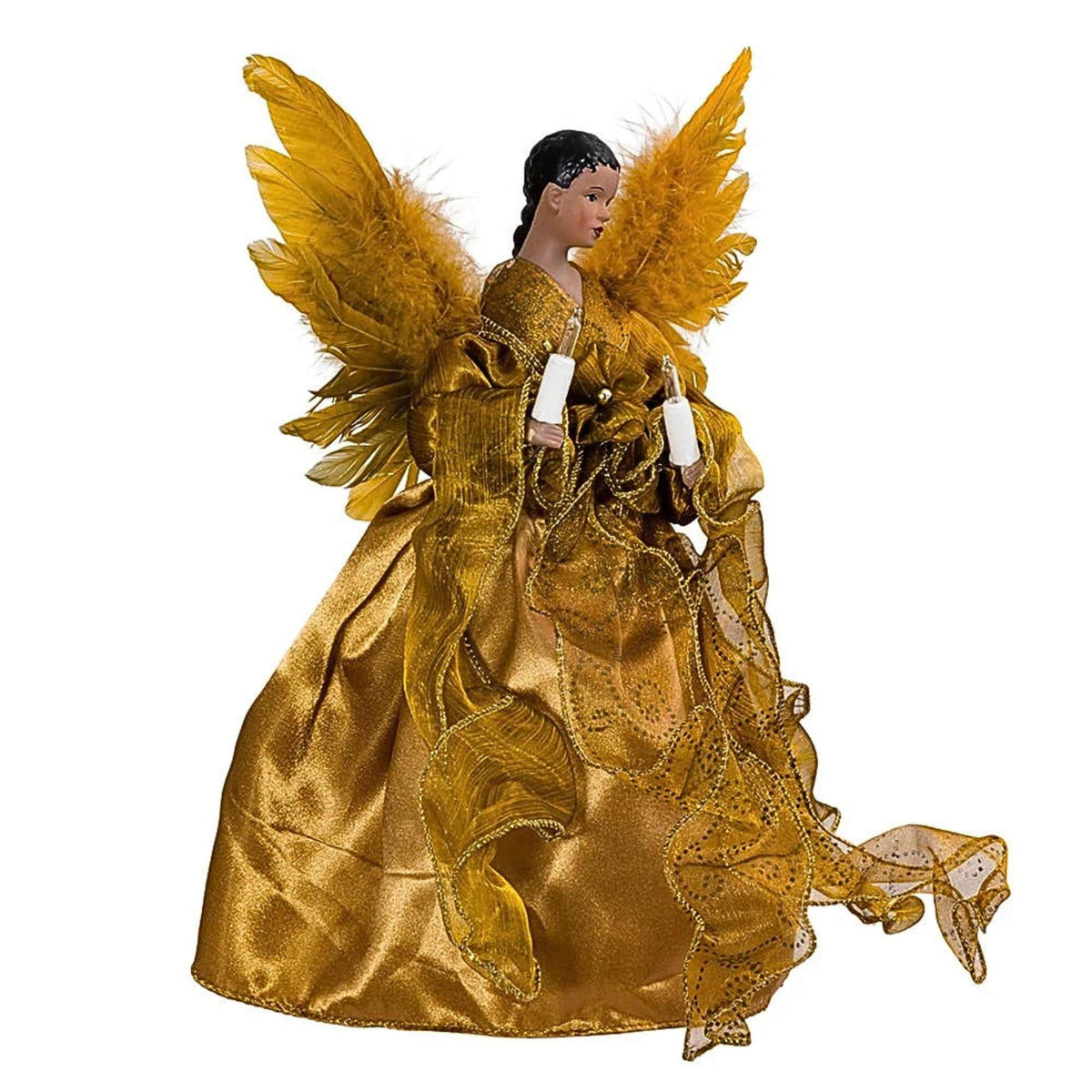 Kurt S. Adler Gold Black Angel Tree Topper - - SBKGifts.com