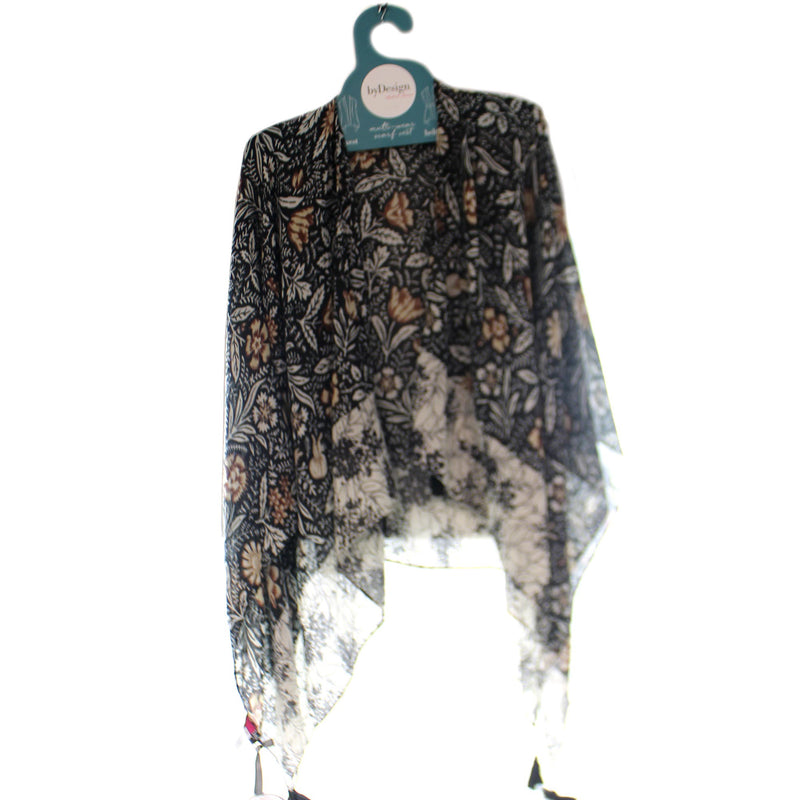 (34045) Brown Cream Odette Floral Tasselled Kimono