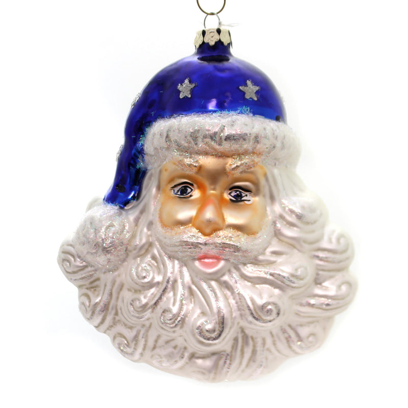 Holiday Ornaments Santa Face. Glass Ornament Claus Stars Beard Ta169 (34306)