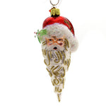 Holiday Ornaments Bearded Santa Glass Ornament Glittered Christmas Ta174 (34313)