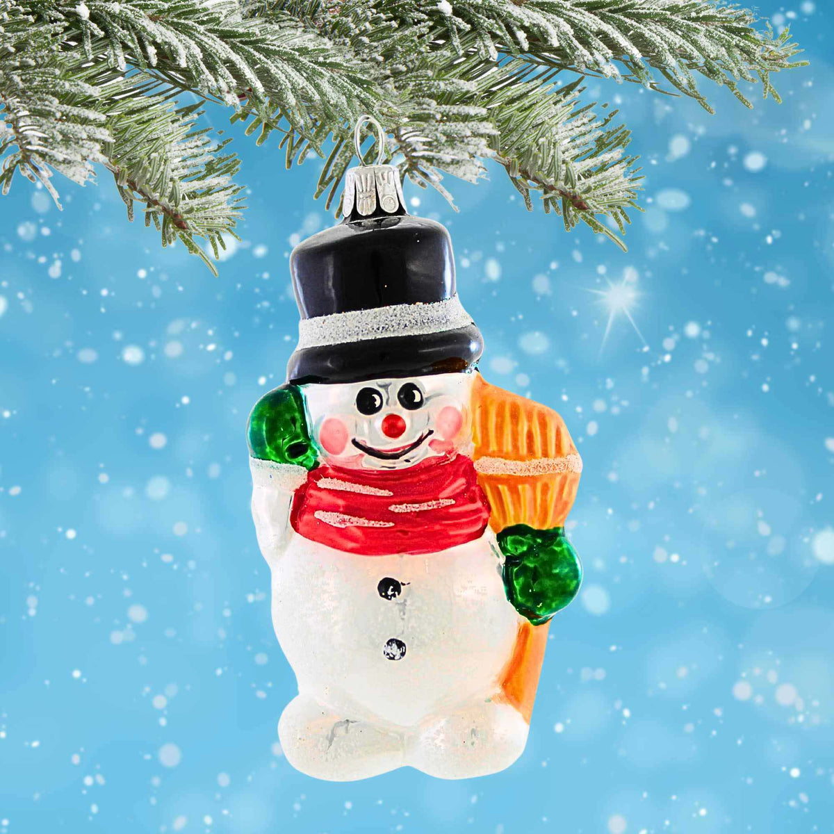 Golden Bell Collection Snowman With Broom - - SBKGifts.com