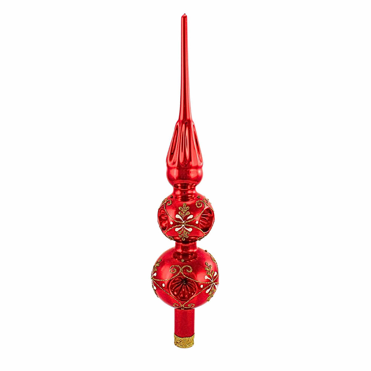 (34562) Shiny Red Finial W/Gold Design