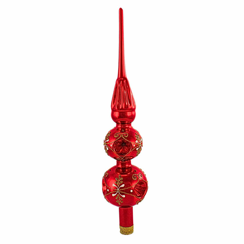 Golden Bell Collection Shiny Red Finial W/Gold Design - - SBKGifts.com