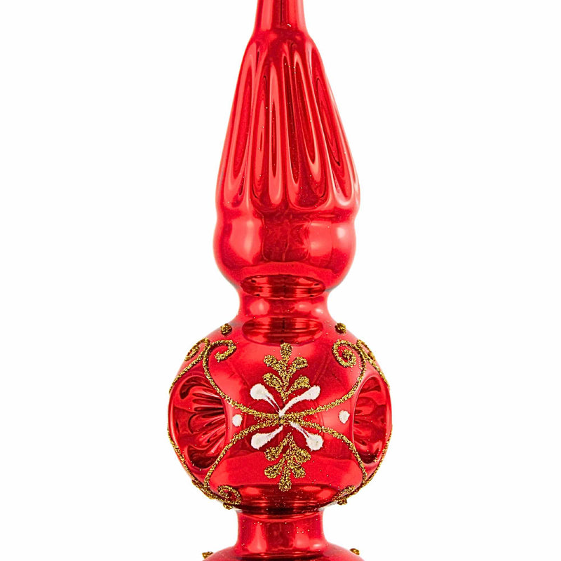 Golden Bell Collection Shiny Red Finial W/Gold Design - - SBKGifts.com