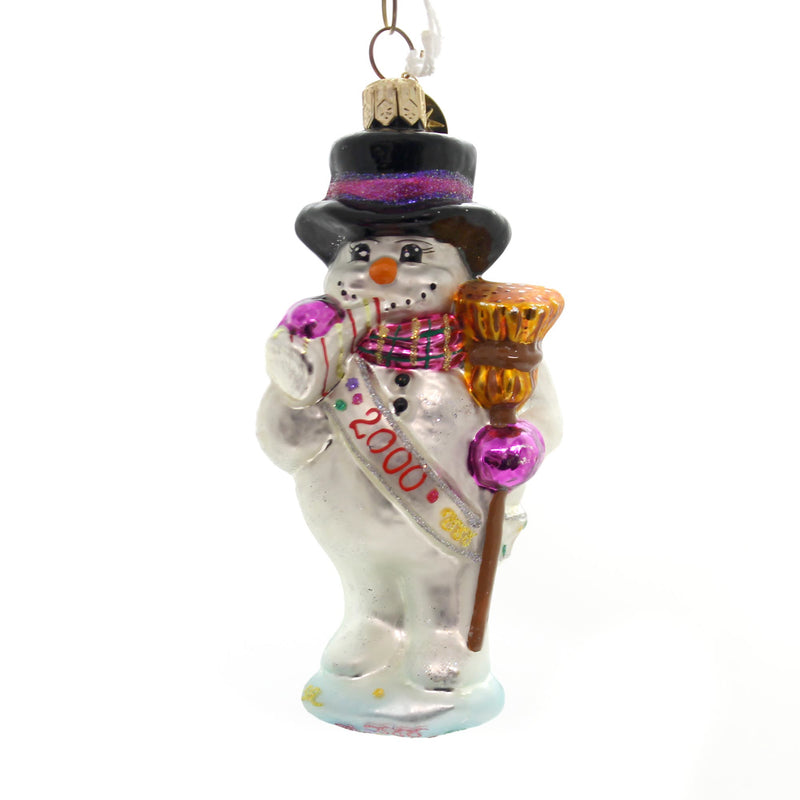 Christopher Radko Frosty Celebration Glass Snowman Dated 2000 New Years 00Ndm02 (34642)
