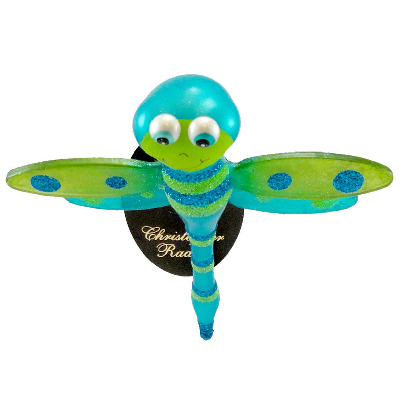 Christopher Radko Blu Buzz Blown Glass Ornament Dragonfly Bug (350)
