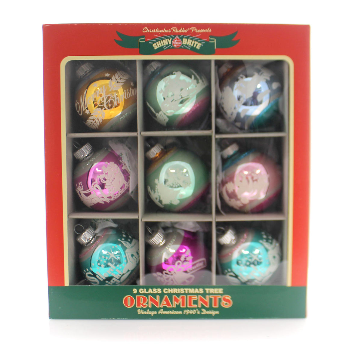 Christopher Radko Signature Flocked Rounds Set/9 - - SBKGifts.com