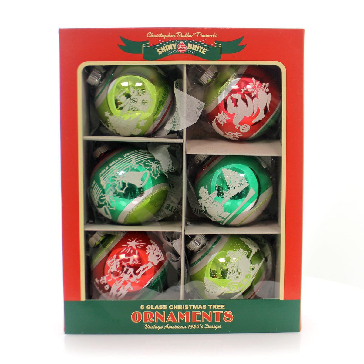 Christopher Radko Signature Flocked Rounds Set/6 - - SBKGifts.com