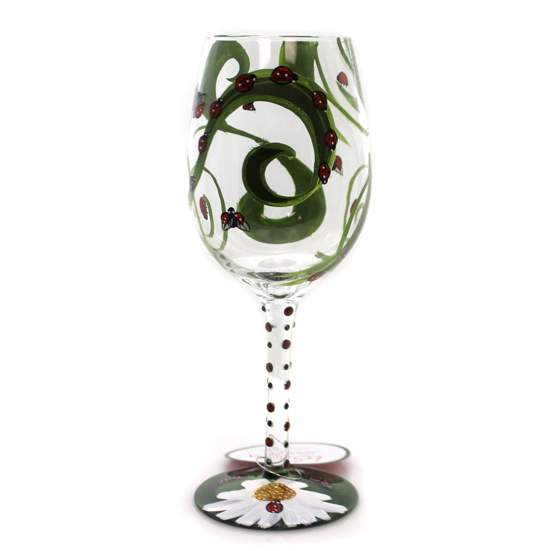 Ladybug Lolita Wine Glass - 9 Inch, Glass - Hand Painted 6001626 (36313)