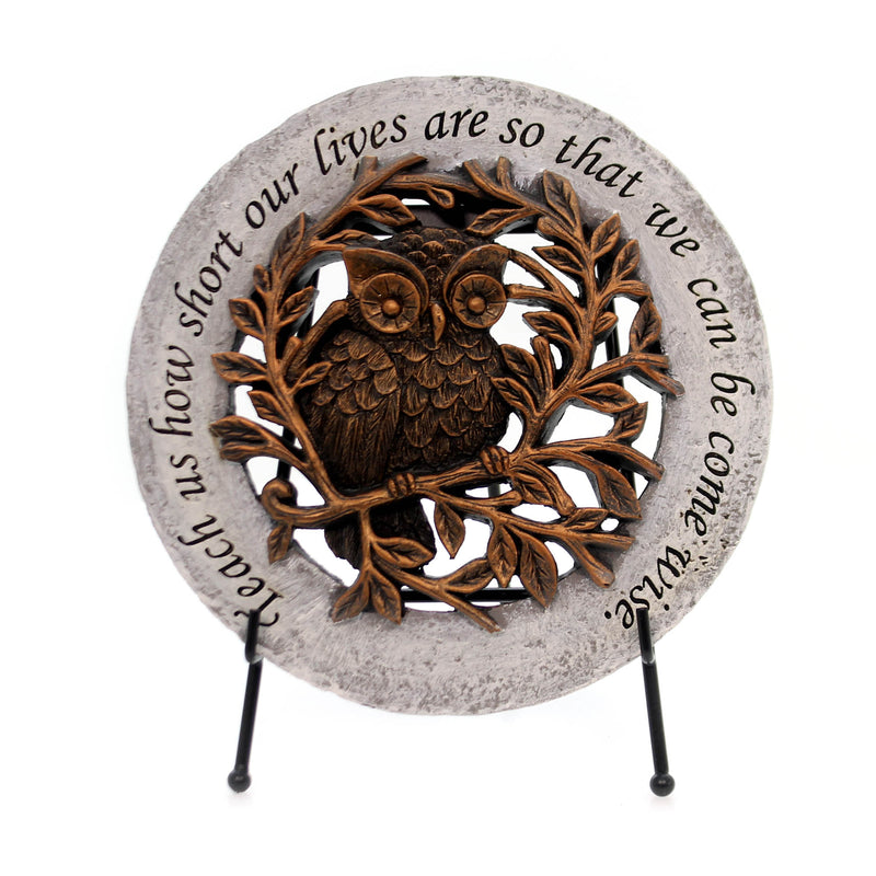 (36449) Owl In Leaves Bronze Plaque