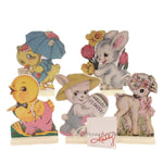 Retro Easter Stand Ups - Five Easter Dummy Boards 4.75 Inch, Wood - Bunny Chicks Lamb 34798 (36641)