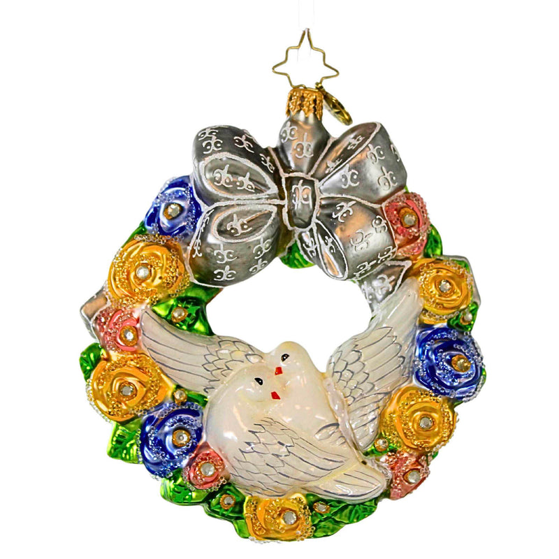 Christopher Radko Company Lovey Dovey - One Ornament 4.75 Inch, Glass - Wedding Doves Love 1019213 (36651)