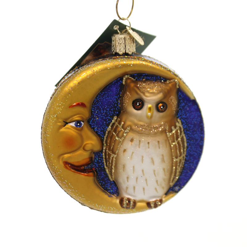 Old World Christmas Owl In Moon Glass Ornament Halloween 26064 (36790)
