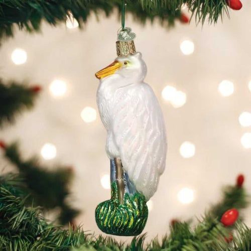 Old World Christmas Great Egret - - SBKGifts.com